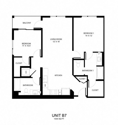 the floor plan of unit b7 of the residences